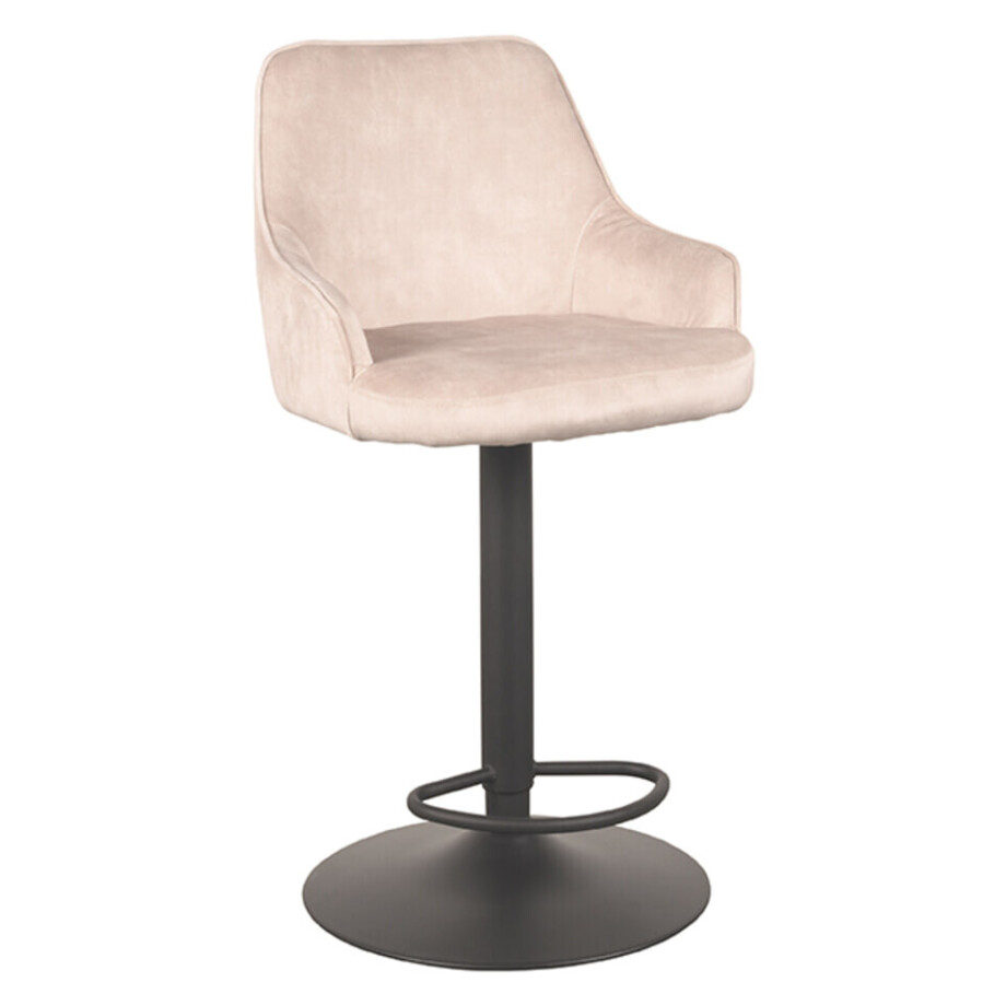 LABEL51 Draaibare Barkruk 'Fender' Velvet, kleur Naturel (zithoogte 64-84cm) afbeelding 1