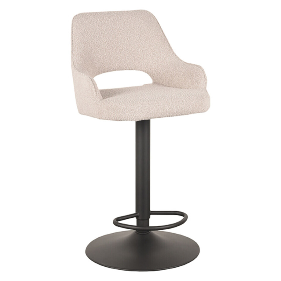 LABEL51 Draaibare Barkruk 'Fer' Bouclé, kleur Naturel (zithoogte 64-84cm) afbeelding 1