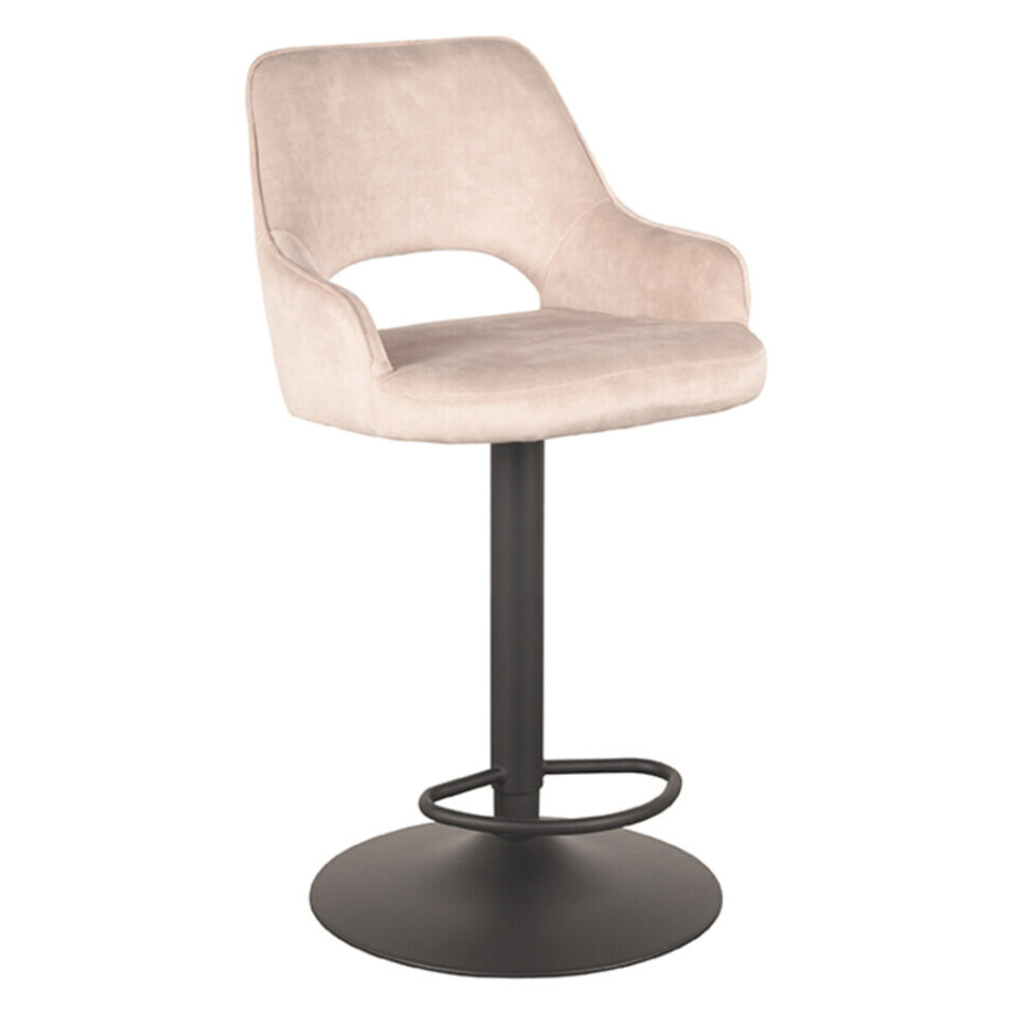 LABEL51 Draaibare Barkruk 'Fer' Velvet, kleur Naturel (zithoogte 64-84cm) LABEL51 Draaibare Barkruk 'Fer' Velvet, kleur Naturel (zithoogte 64-84cm) afbeelding 1