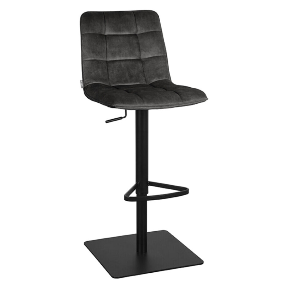 LABEL51 Draaibare Barkruk 'Juul' Velvet, kleur Antraciet (zithoogte 55-81cm) afbeelding 1