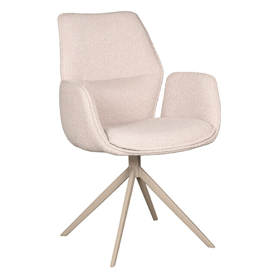 LABEL51 Draaibare Eetkamerstoel 'Mellow' Bouclé, kleur Naturel afbeelding 1