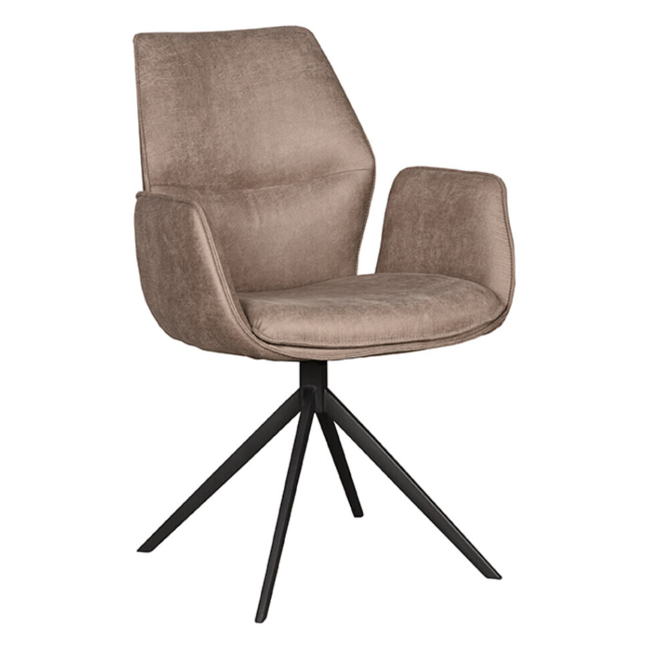 LABEL51 Draaibare Eetkamerstoel 'Mellow' Micro Suede, kleur Taupe afbeelding 1