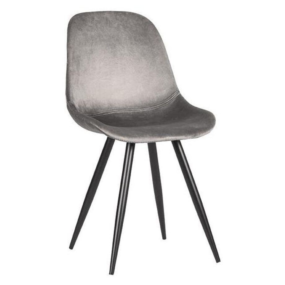 LABEL51 Eetkamerstoel 'Capri', Fluweel, kleur Grijs LABEL51 Eetkamerstoel 'Capri', Fluweel, kleur Grijs afbeelding 1