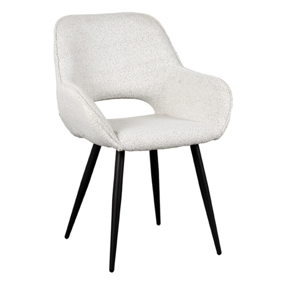 LABEL51 Eetkamerstoel 'Fer' Bouclé, kleur Wit afbeelding 1