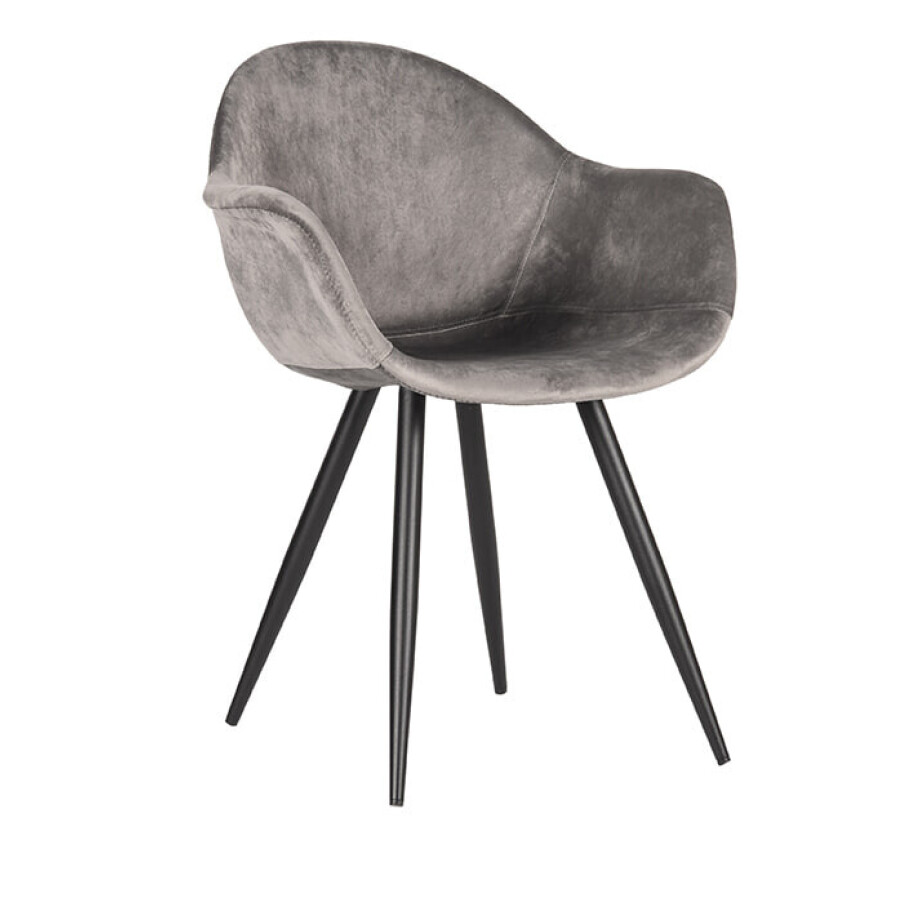 LABEL51 Eetkamerstoel 'Forli', Velvet, kleur Grijs afbeelding 1