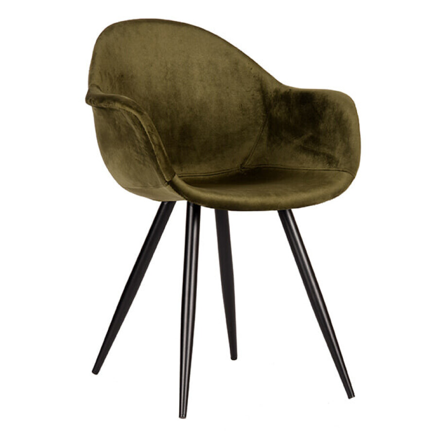 LABEL51 Eetkamerstoel 'Forli', Velvet, kleur Groen afbeelding 1