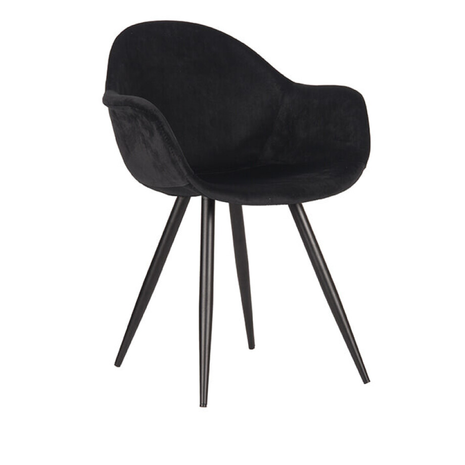 LABEL51 Eetkamerstoel 'Forli', Velvet, kleur Zwart LABEL51 Eetkamerstoel 'Forli', Velvet, kleur Zwart afbeelding 1