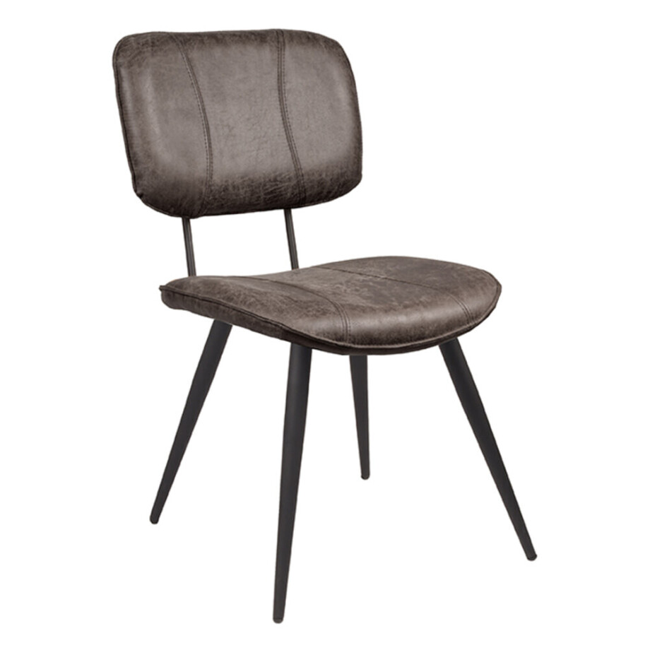 LABEL51 Eetkamerstoel 'Fos', Leer, kleur Antraciet LABEL51 Eetkamerstoel 'Fos', Leer, kleur Antraciet afbeelding 1