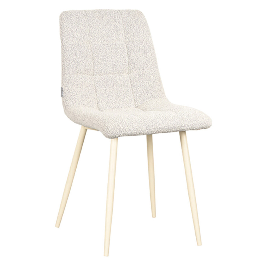 LABEL51 Eetkamerstoel 'Nino' Bouclé, kleur Wit afbeelding 1