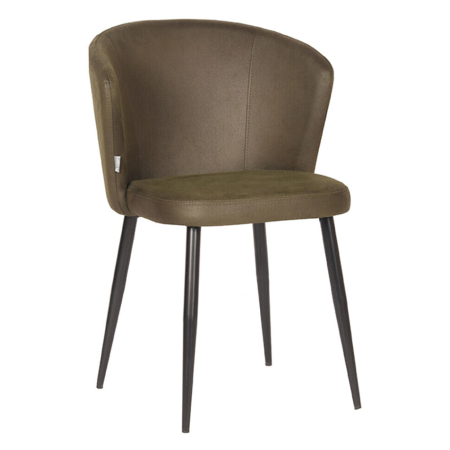 LABEL51 Eetkamerstoel 'Wave' Microfiber, kleur Army Green LABEL51 Eetkamerstoel 'Wave' Microfiber, kleur Army Green afbeelding 1