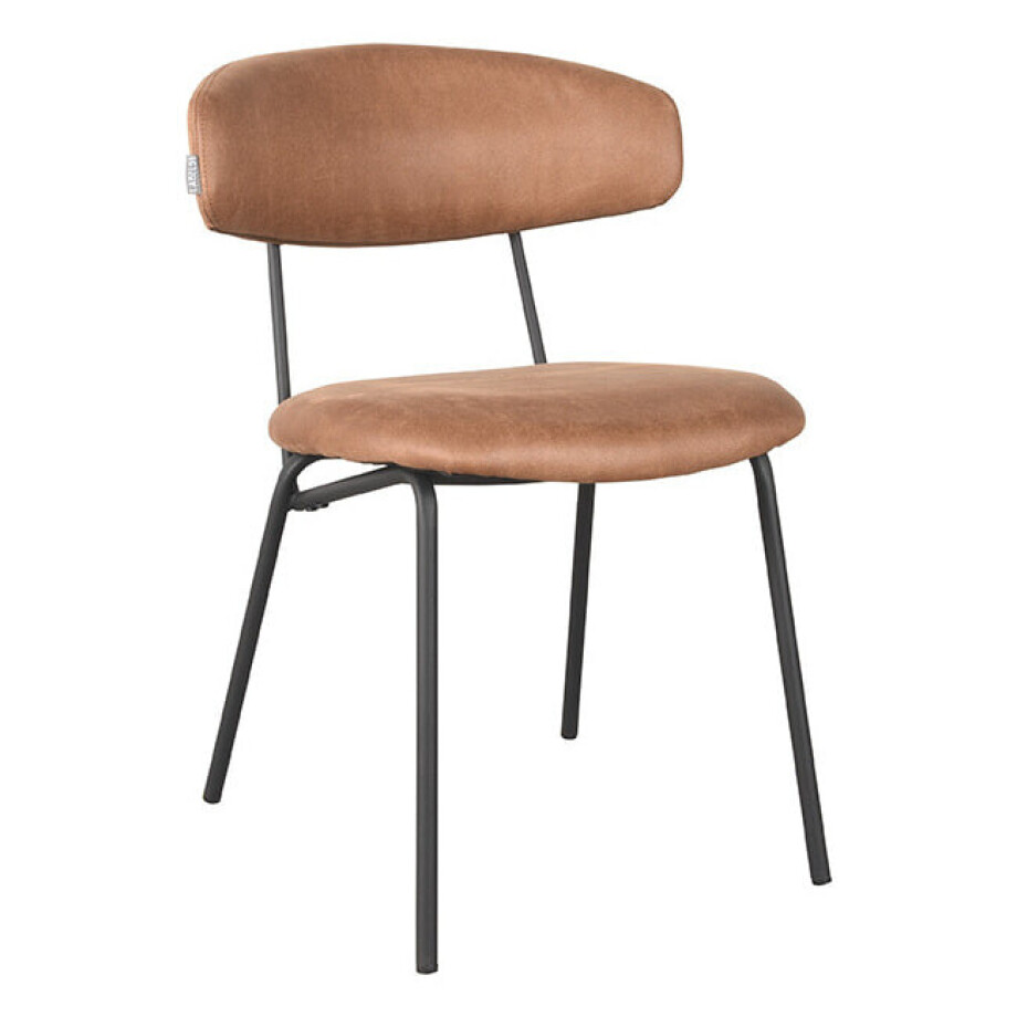 LABEL51 Eetkamerstoel 'Zack' Micro Suede, kleur Cognac LABEL51 Eetkamerstoel 'Zack' Micro Suede, kleur Cognac afbeelding 1