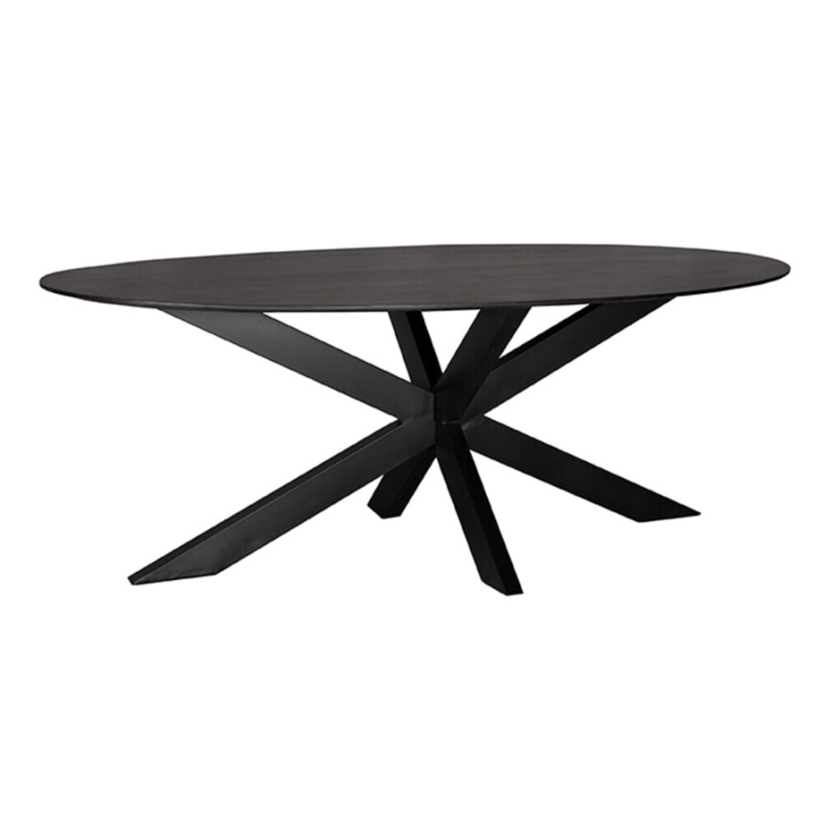 LABEL51 Ovale Eettafel 'Zion' 210 x 100cm, Mangohout, kleur Zwart afbeelding 1