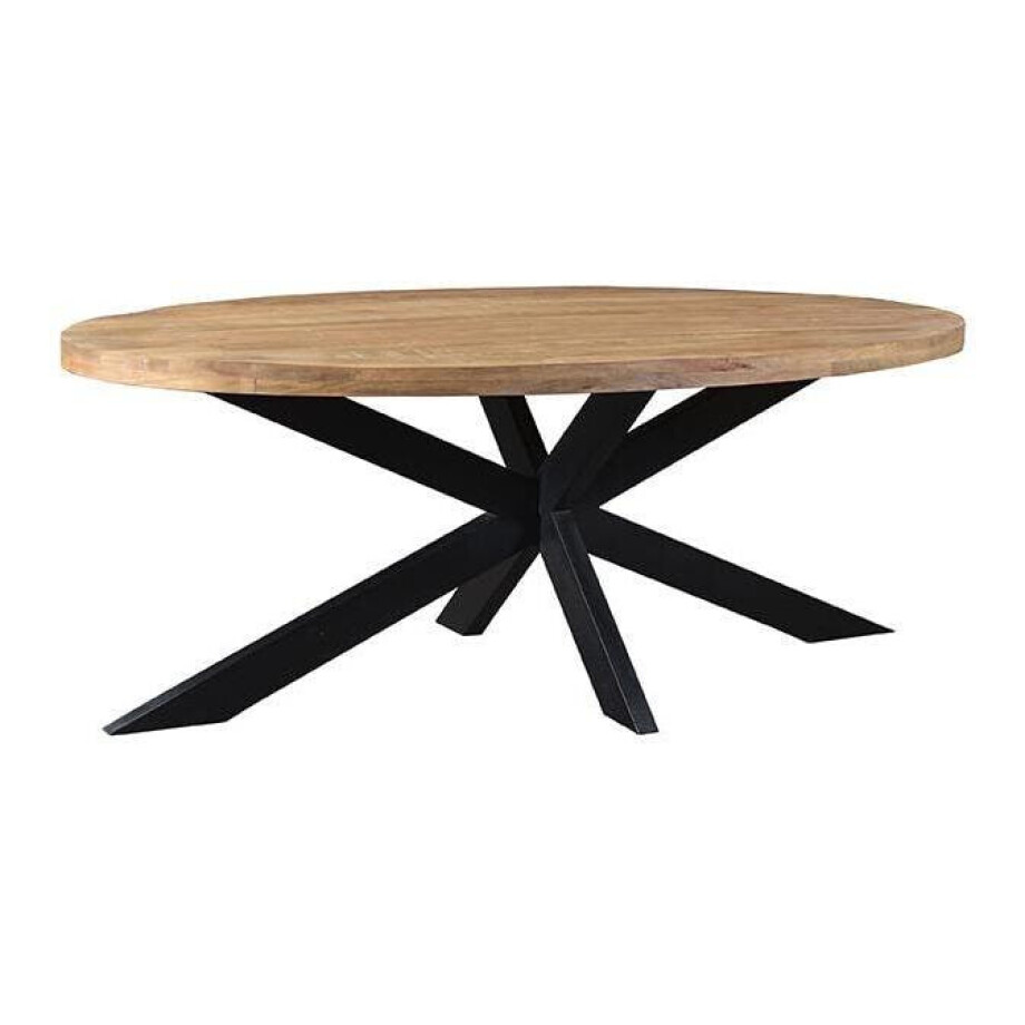 LABEL51 Ovale Eettafel 'Zip', Mangohout, 210 x 100cm afbeelding 1