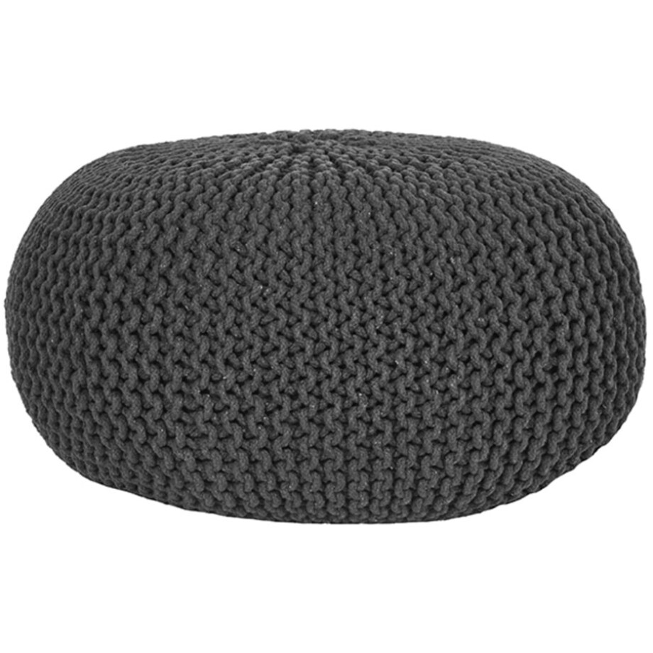 LABEL51 Poef 'Knitted', 70 x 35cm, kleur Antraciet LABEL51 Poef 'Knitted', 70 x 35cm, kleur Antraciet afbeelding 1