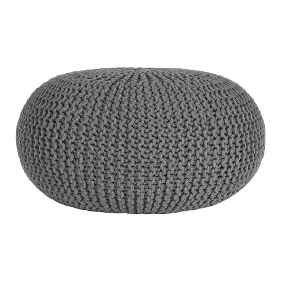 LABEL51 Poef 'Knitted', 70 x 35cm, kleur Donkergrijs afbeelding 1