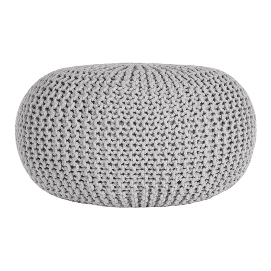 LABEL51 Poef Knitted', 70 x 35cm, kleur Lichtgrijs LABEL51 Poef Knitted', 70 x 35cm, kleur Lichtgrijs afbeelding 1