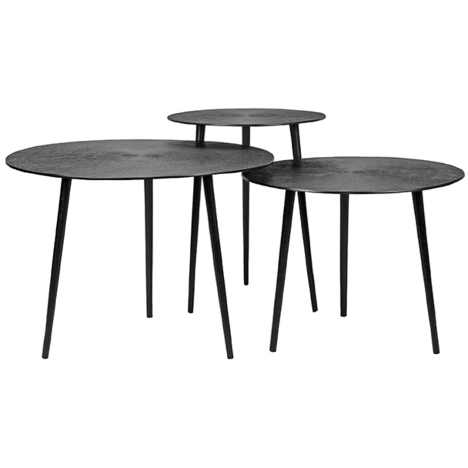 LABEL51 Salontafel 'Nobby' Set van 3 stuks, kleur Zwart afbeelding 1