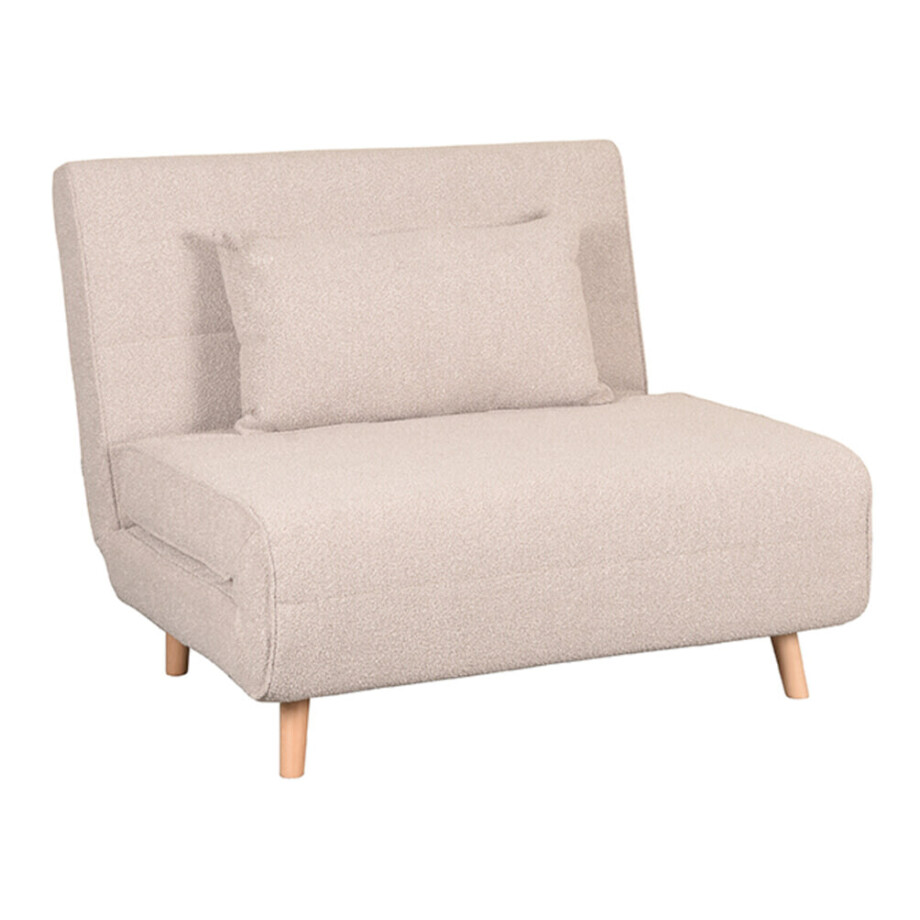 LABEL51 Slaapbank 'Single' Met naturel poot, Bouclé, kleur Naturel afbeelding 1