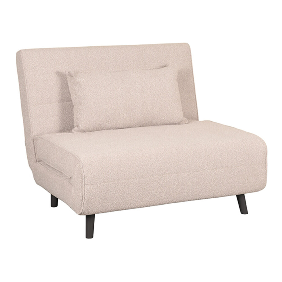 LABEL51 Slaapbank 'Single' Met zwarte poot, Bouclé, kleur Naturel afbeelding 1