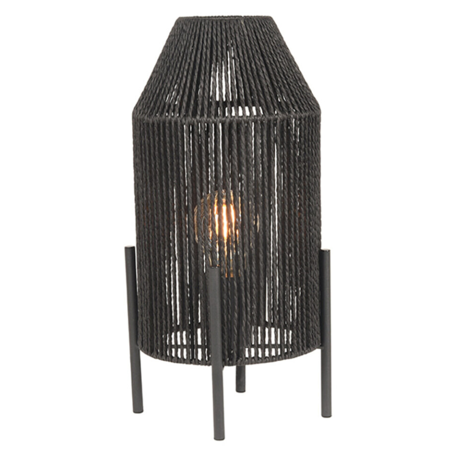 LABEL51 Tafellamp 'Ibiza' Jute, kleur Zwart afbeelding 1