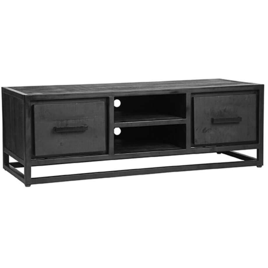 LABEL51 TV-meubel 'Chili' Zwart Mangohout, 120cm LABEL51 TV-meubel 'Chili' Zwart Mangohout, 120cm afbeelding 1