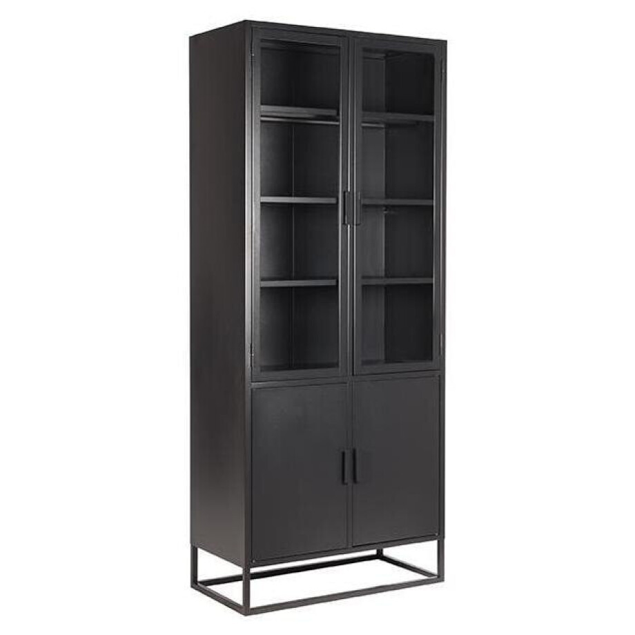 LABEL51 Vitrinekast 'Level', Metaal, 80 x 40 x 190cm, kleur Zwart LABEL51 Vitrinekast 'Level', Metaal, 80 x 40 x 190cm, kleur Zwart afbeelding 1