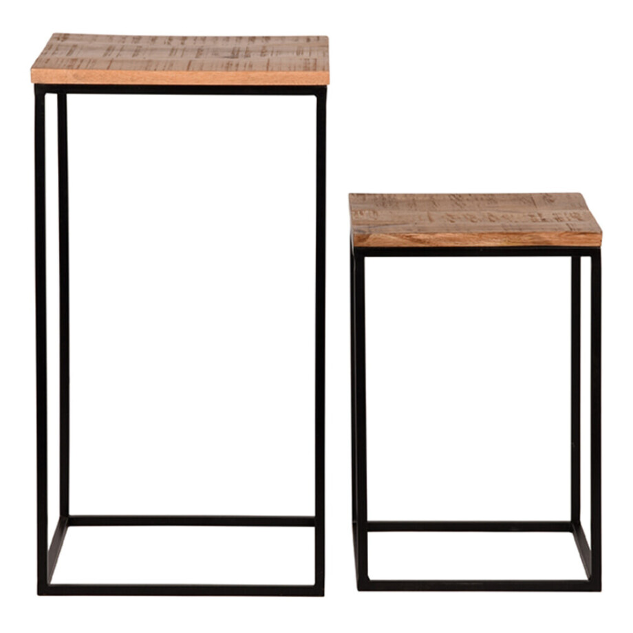 LABEL51 Zuil 'Vintage' Set van 2 stuks, Mangohout, kleur Naturel LABEL51 Zuil 'Vintage' Set van 2 stuks, Mangohout, kleur Naturel afbeelding 1