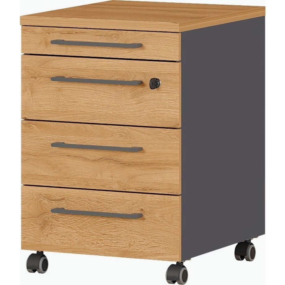 Ladeblok Agenda 61 cm hoog in grandson eiken met grafiet Ladeblok Agenda 61 cm hoog in grandson eiken met grafiet afbeelding 1