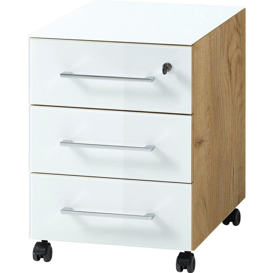 Ladeblok Monteria 55 cm hoog in navarra eiken met wit Ladeblok Monteria 55 cm hoog in navarra eiken met wit afbeelding 1