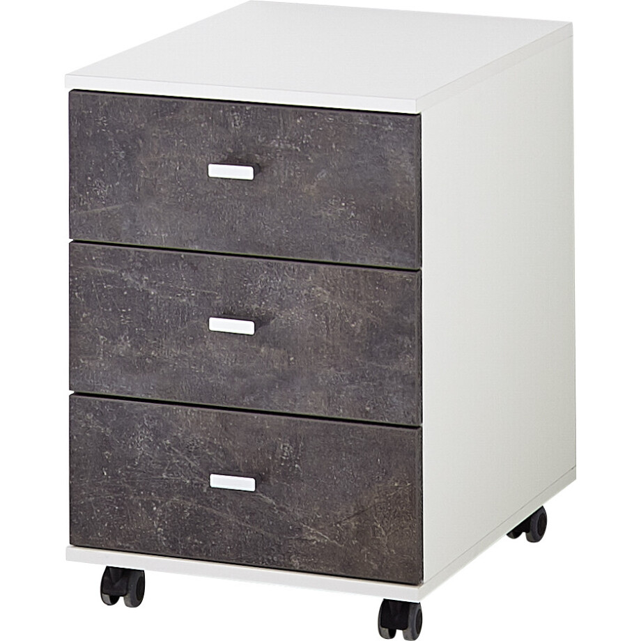 Ladeblok Altino 58 cm hoog - Wit met grijs basalt afbeelding 1