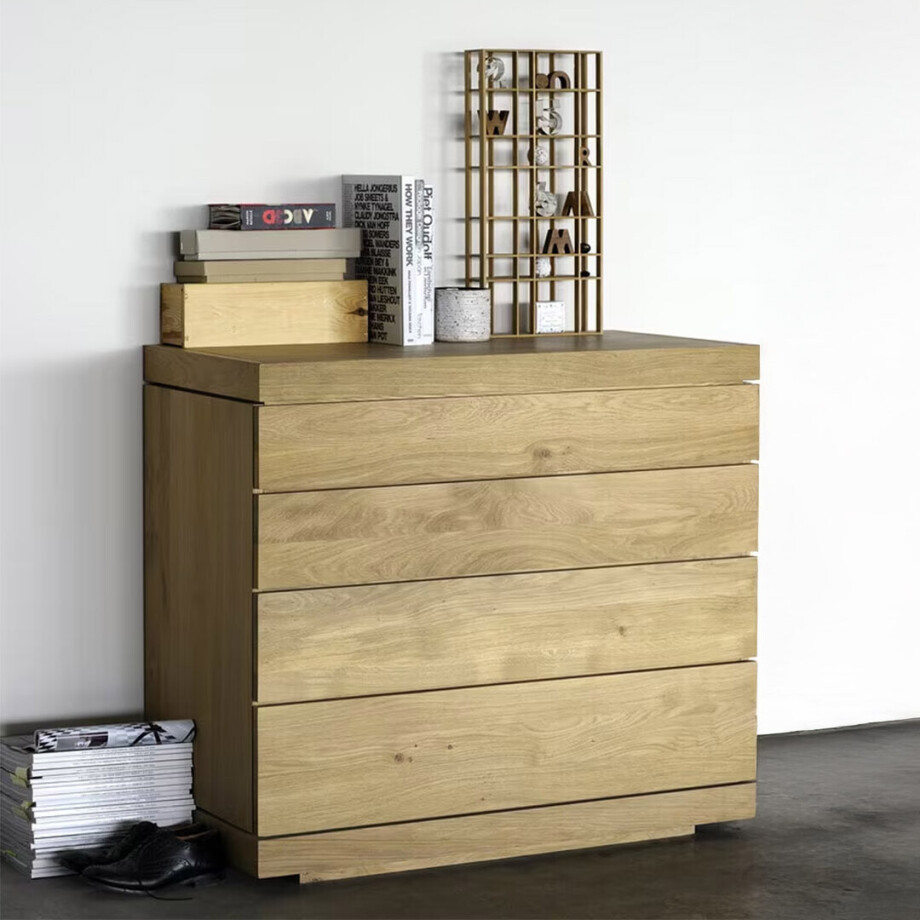 Ethnicraft Ladekast 'Burger' Geolied Eikenhout, 100cm Ethnicraft Ladekast 'Burger' Geolied Eikenhout, 100cm afbeelding