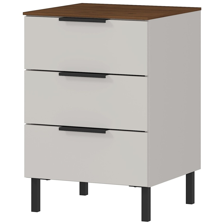 Ladekast California 60 cm hoog in cashmere met walnoot Ladekast California 60 cm hoog in cashmere met walnoot afbeelding 1