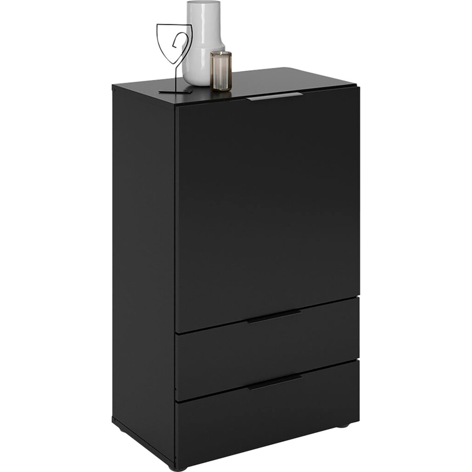Zwevend Ladekast dark 81 cm hoog mat zwart afbeelding 1