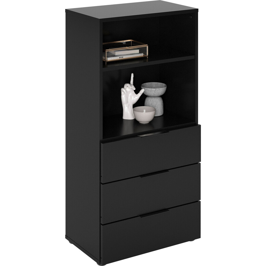 Ladekast dark 102 cm hoog mat zwart afbeelding 1