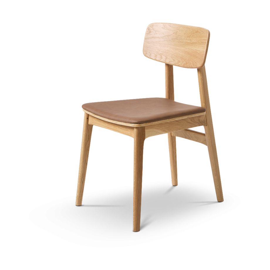 Lana houten eetkamerstoel - met bruin kunstleer afbeelding 1