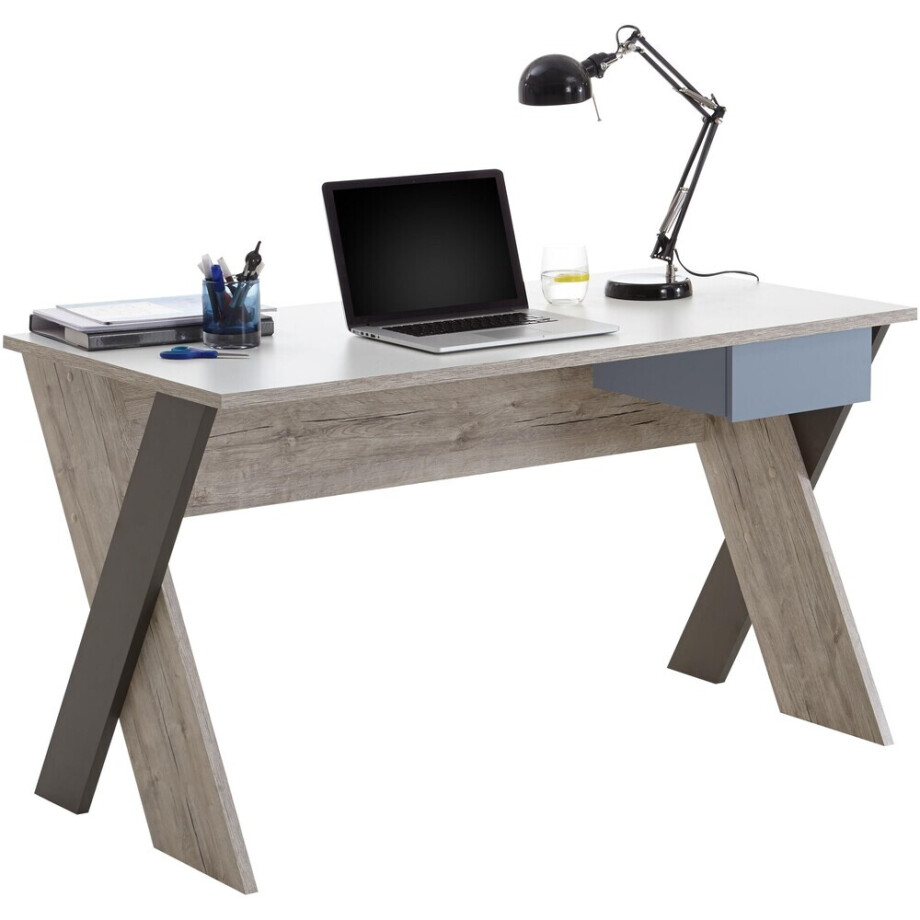 Computerbureau Nona 135 cm breed - Zand eiken afbeelding 1
