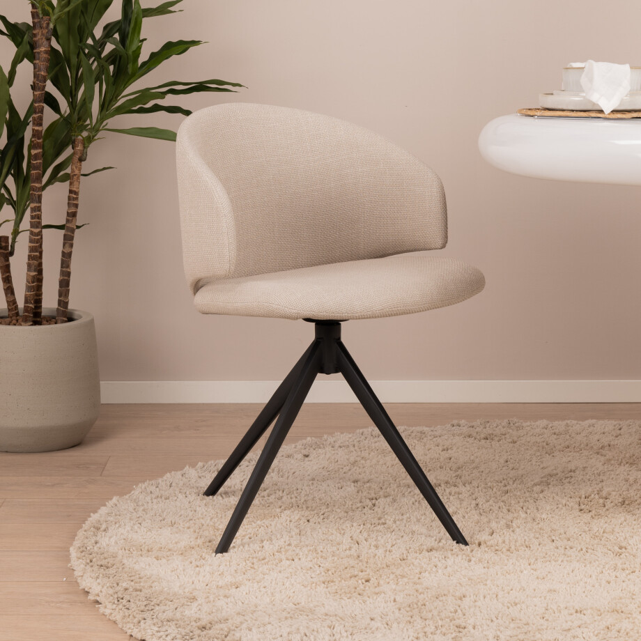 Sohome Draaibare Eetkamerstoel 'Layla' kleur Beige Sohome Draaibare Eetkamerstoel 'Layla' kleur Beige afbeelding 1