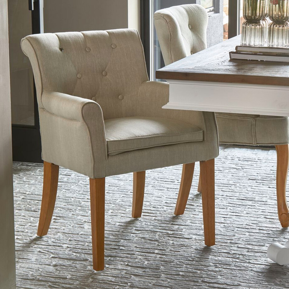 Rivièra Maison Eetkamerstoel 'La Scala' Linen, kleur Flax Rivièra Maison Eetkamerstoel 'La Scala' Linen, kleur Flax afbeelding 1