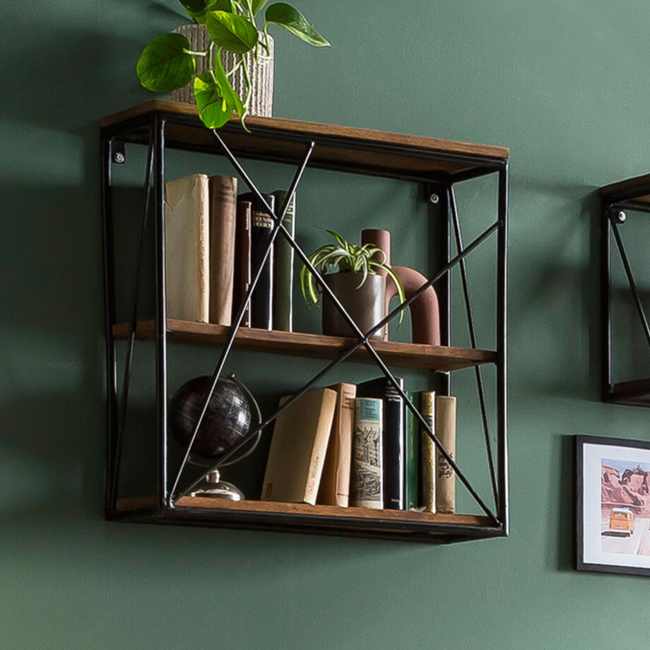 Tom Tailor Wandrek 'Lashieka' Mangohout en metaal, 62 x 60cm Tom Tailor Wandrek 'Lashieka' Mangohout en metaal, 62 x 60cm afbeelding