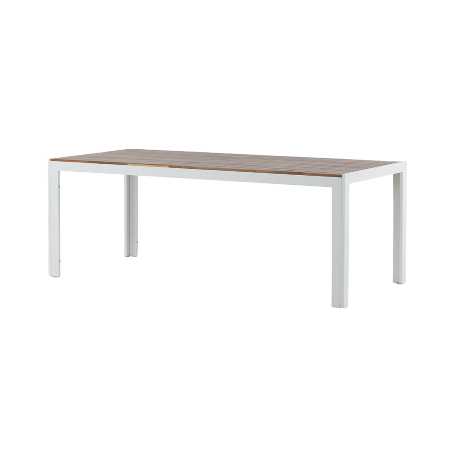 Lasse aluminium tuintafel wit - houten tafelblad - 205 x 90 cm afbeelding 1