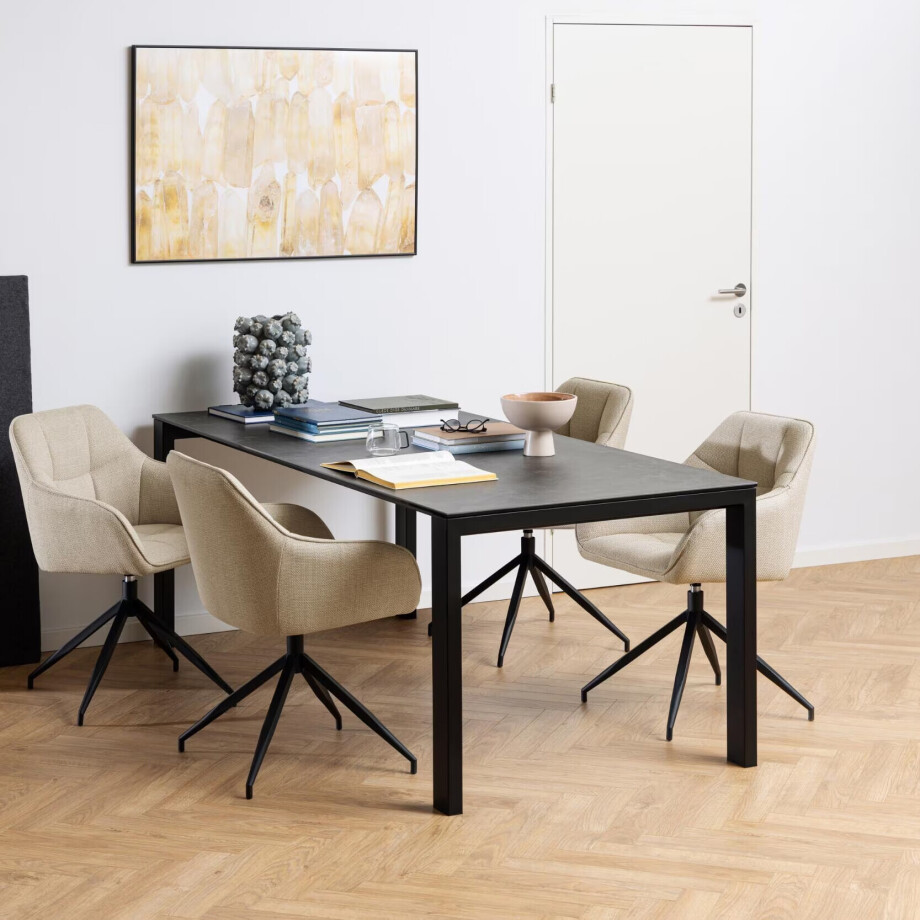 Bendt Eettafel 'Latandra' Keramiek, 200 x 90cm, kleur Zwart afbeelding 1