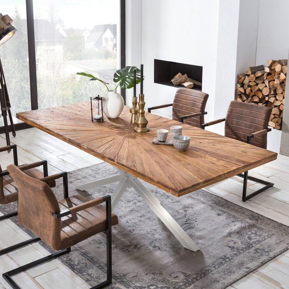 Artistiq Eettafel 'Latonja' Teakhout, 180 x 100cm, kleur Zilver Artistiq Eettafel 'Latonja' Teakhout, 180 x 100cm, kleur Zilver afbeelding