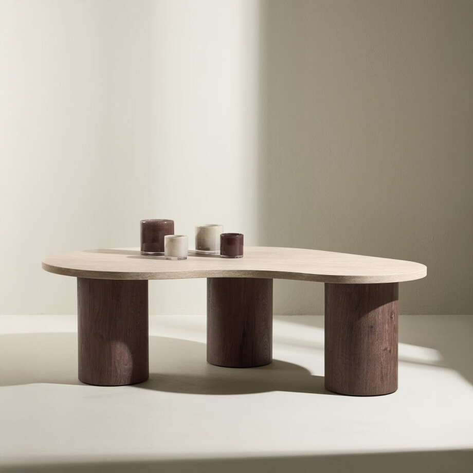 Nohr Organische Salontafel 'Lawanda' Travertinlook, 130 x 78cm Nohr Organische Salontafel 'Lawanda' Travertinlook, 130 x 78cm afbeelding 1