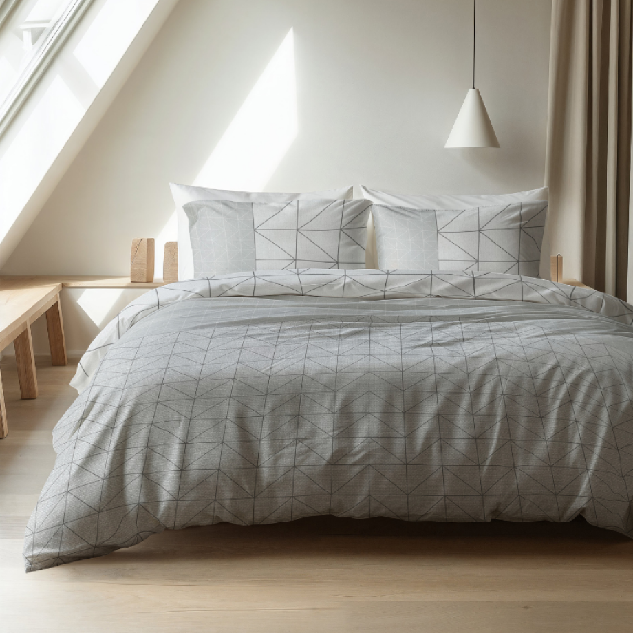 Dekbedovertrek Katoen-Flanel - Geometric - Eenpersoons (140x200 Cm) - Grijs & Meerkleurig Flanel - Modern & Patroon - Sleeptime Elegance - Dekbed-Discounter.nl Dekbedovertrek Katoen-Flanel - Geometric - Eenpersoons (140x200 Cm) - Grijs & Meerkleurig Flanel - Modern & Patroon - Sleeptime Elegance - Dekbed-Discounter.nl afbeelding 1