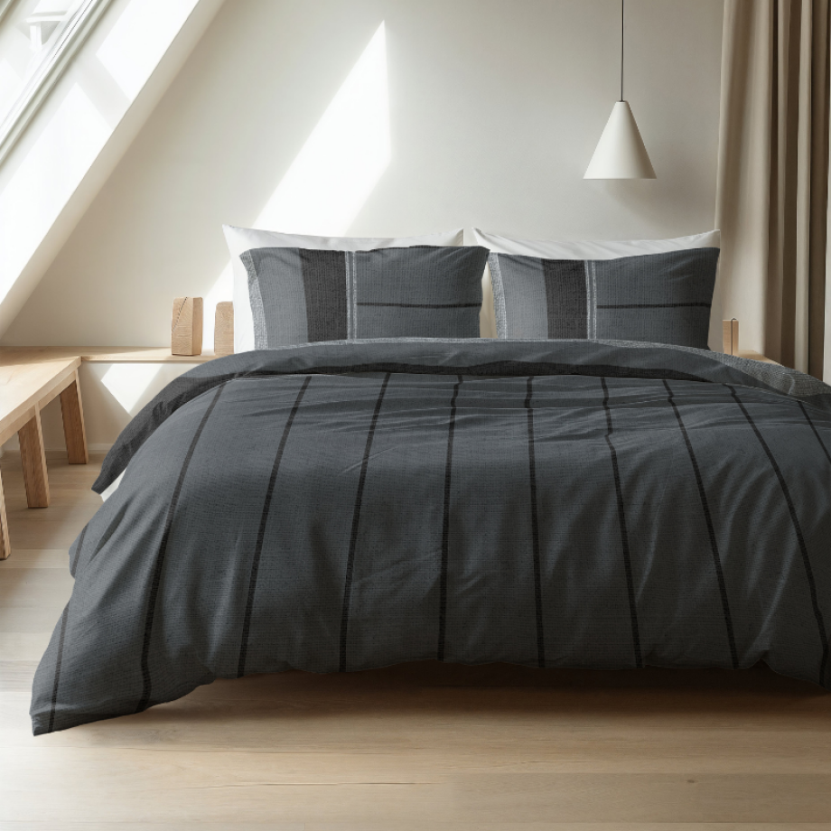 Dekbedovertrek Flanel Kees - Antraciet - Eenpersoons (140x200 Cm) - Grijs & Antraciet & Meerkleurig Flanel - Strepen - Sleeptime Elegance - Dekbed-Discounter.nl Dekbedovertrek Flanel Kees - Antraciet - Eenpersoons (140x200 Cm) - Grijs & Antraciet & Meerkleurig Flanel - Strepen - Sleeptime Elegance - Dekbed-Discounter.nl afbeelding 1