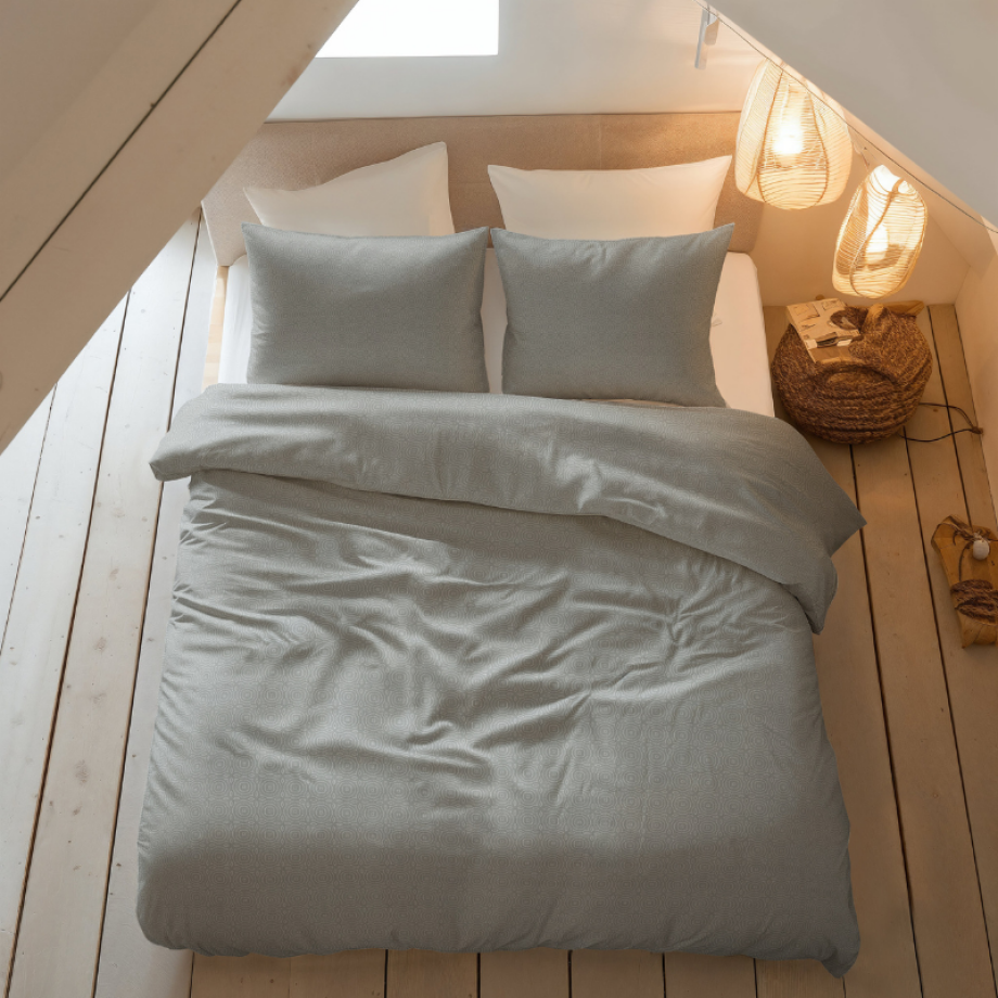 Dekbedovertrek Katoen Flanel - Jason - Grijs - Tweepersoons (200x200 Cm) - Antraciet Flanel - Effen - Sleeptime Elegance - Dekbed-Discounter.nl afbeelding 1
