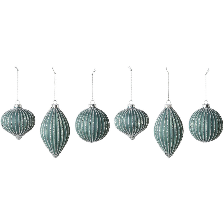 LeGer Home by Lena Gercke Kerstbal Farina, kerstdecoratie, kerstversiering, kerstballen van glas 3 ontwerpen in set: hoogte van de dop 13 cm, hoogte van de twee ballen 9 cm (set, 6 stuks) afbeelding 1