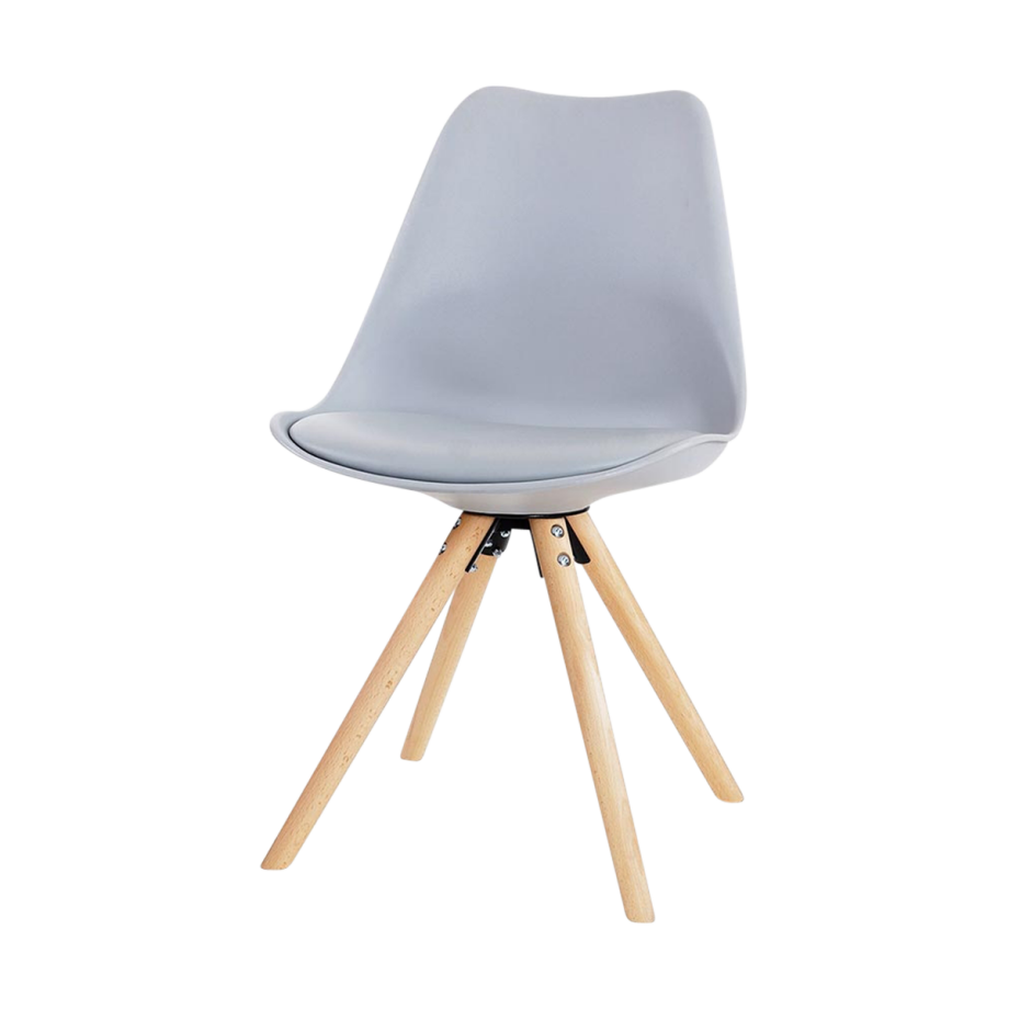 Legno eetkamerstoel lichtgrijs - houten onderstel Legno eetkamerstoel lichtgrijs - houten onderstel afbeelding 1