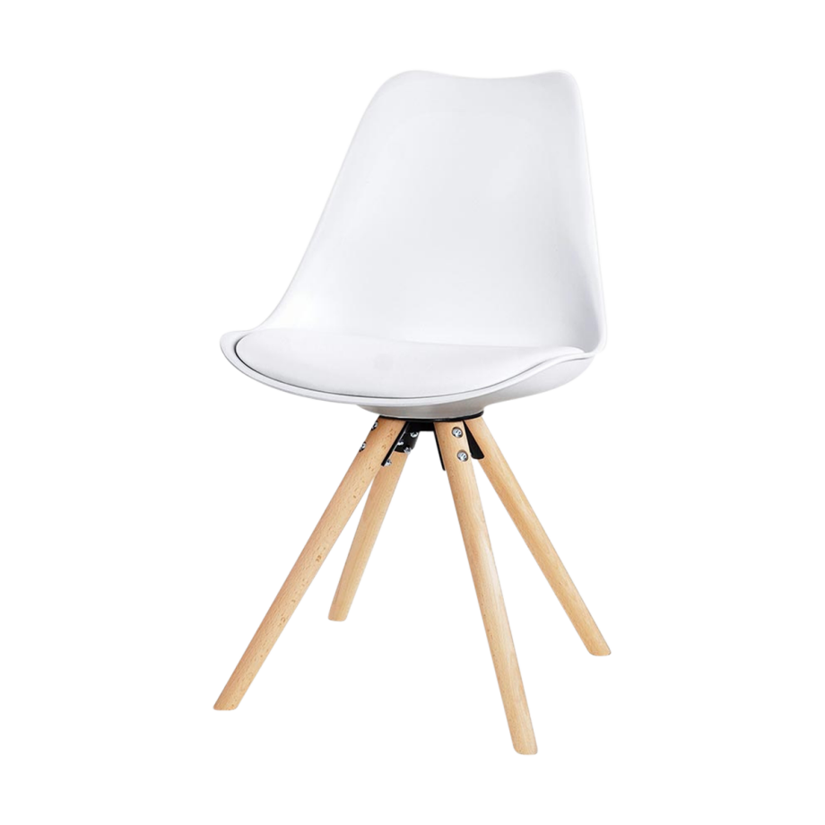 Legno eetkamerstoel wit - houten onderstel Legno eetkamerstoel wit - houten onderstel afbeelding 1