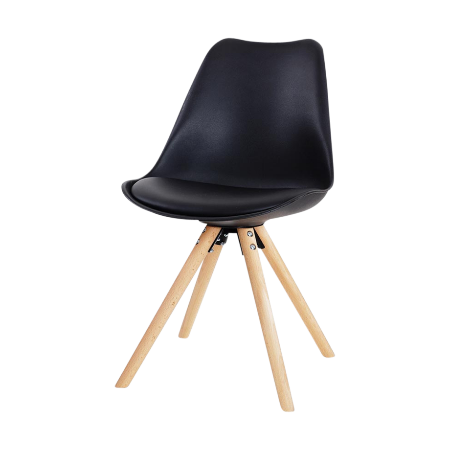 Legno eetkamerstoel zwart - houten onderstel Legno eetkamerstoel zwart - houten onderstel afbeelding 1